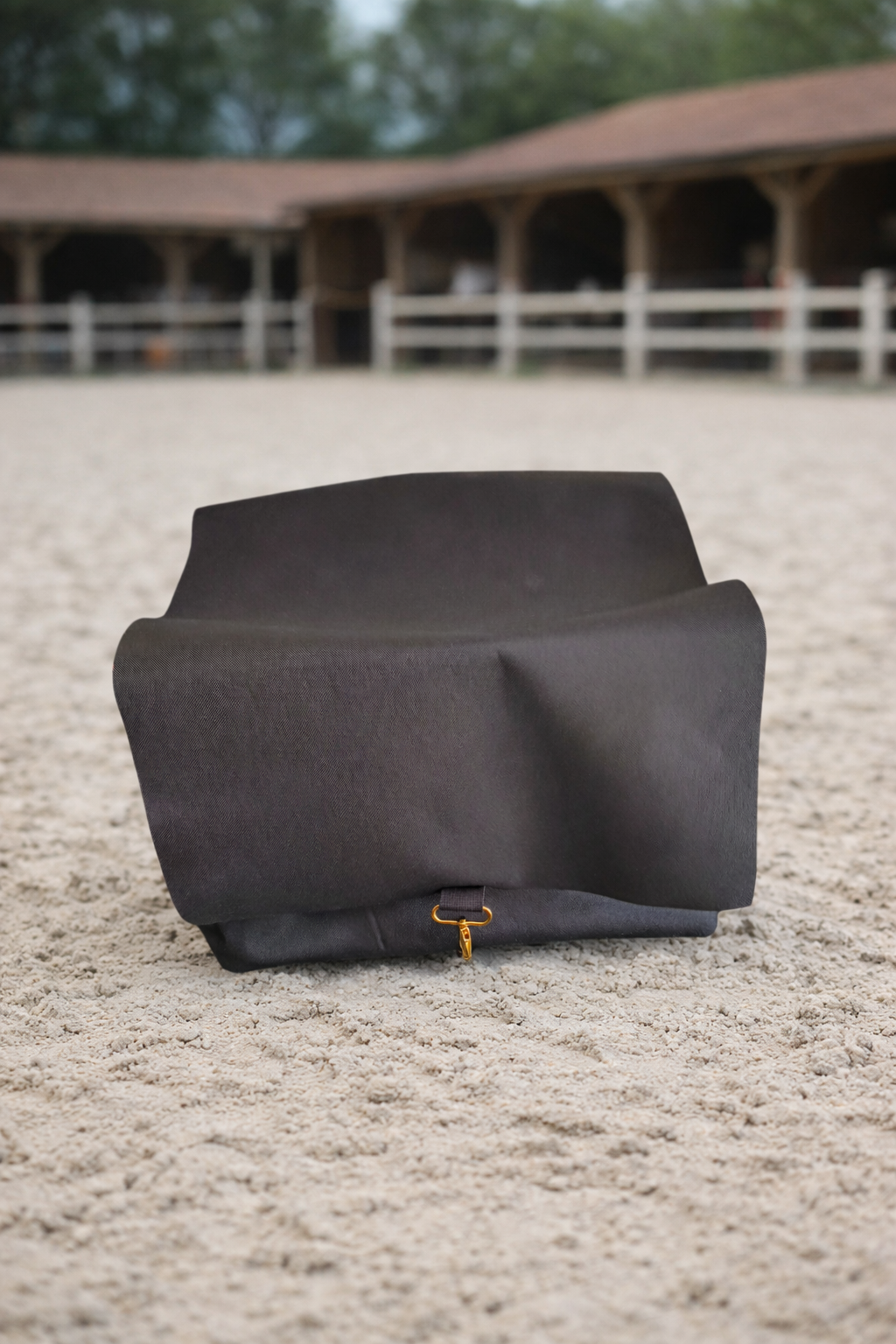 Sac d’écurie fermé en coton épais déperlant, conçu pour transporter facilement le matériel d’équitation. Résistant et pratique, il protège efficacement les accessoires du cavalier lors des déplacements à l’écurie ou en concours.